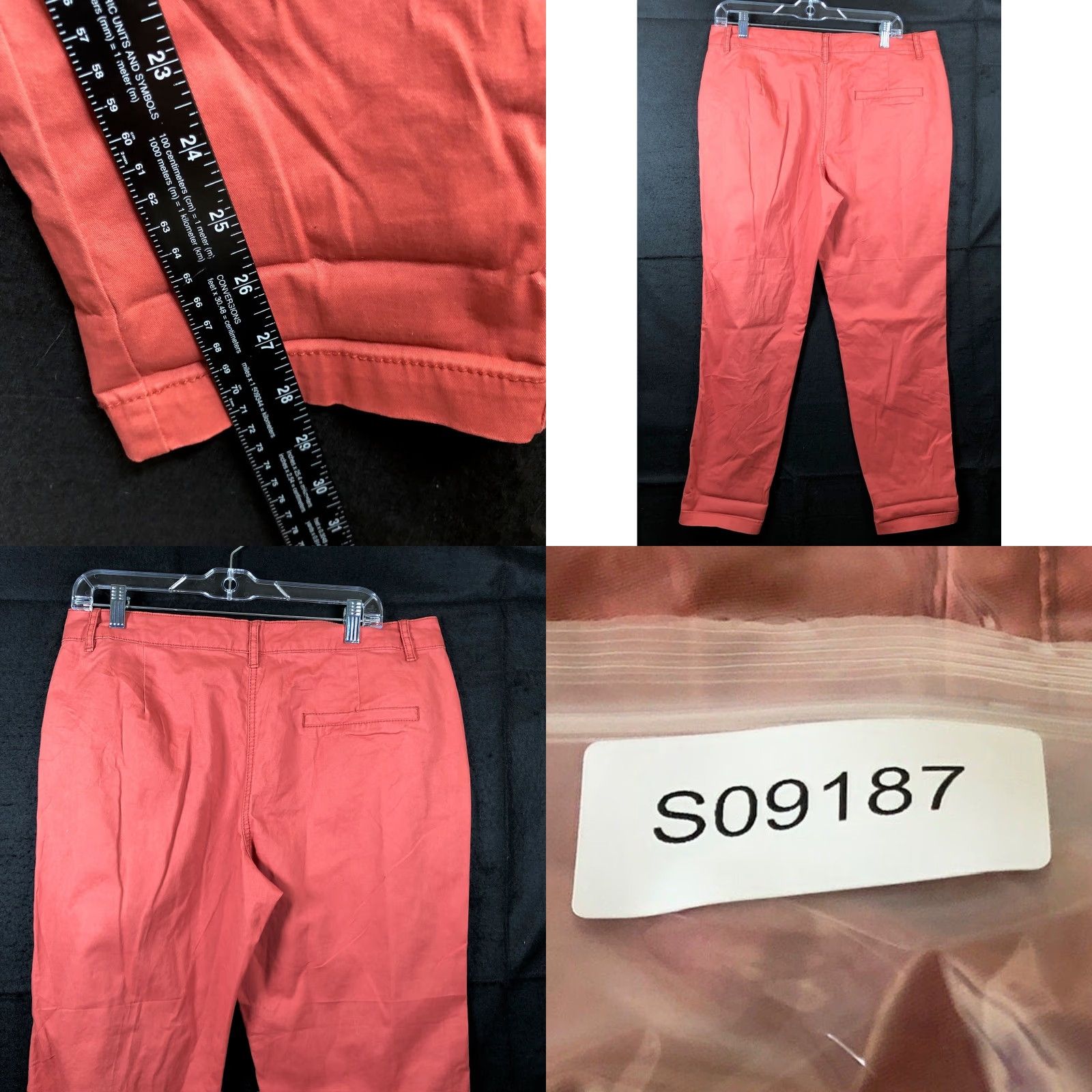 Vintage Papaya Womens Pants Blush Red High Rise Chino Straight Leg Stretch 14 Size 36" / US 14 / IT 50 - 8 Thumbnail