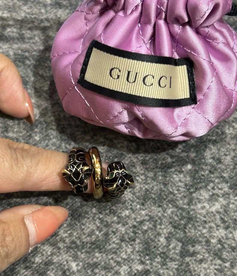 Gucci Gucci Size10 Tiger head green eye ring Size ONE SIZE - 1 Thumbnail