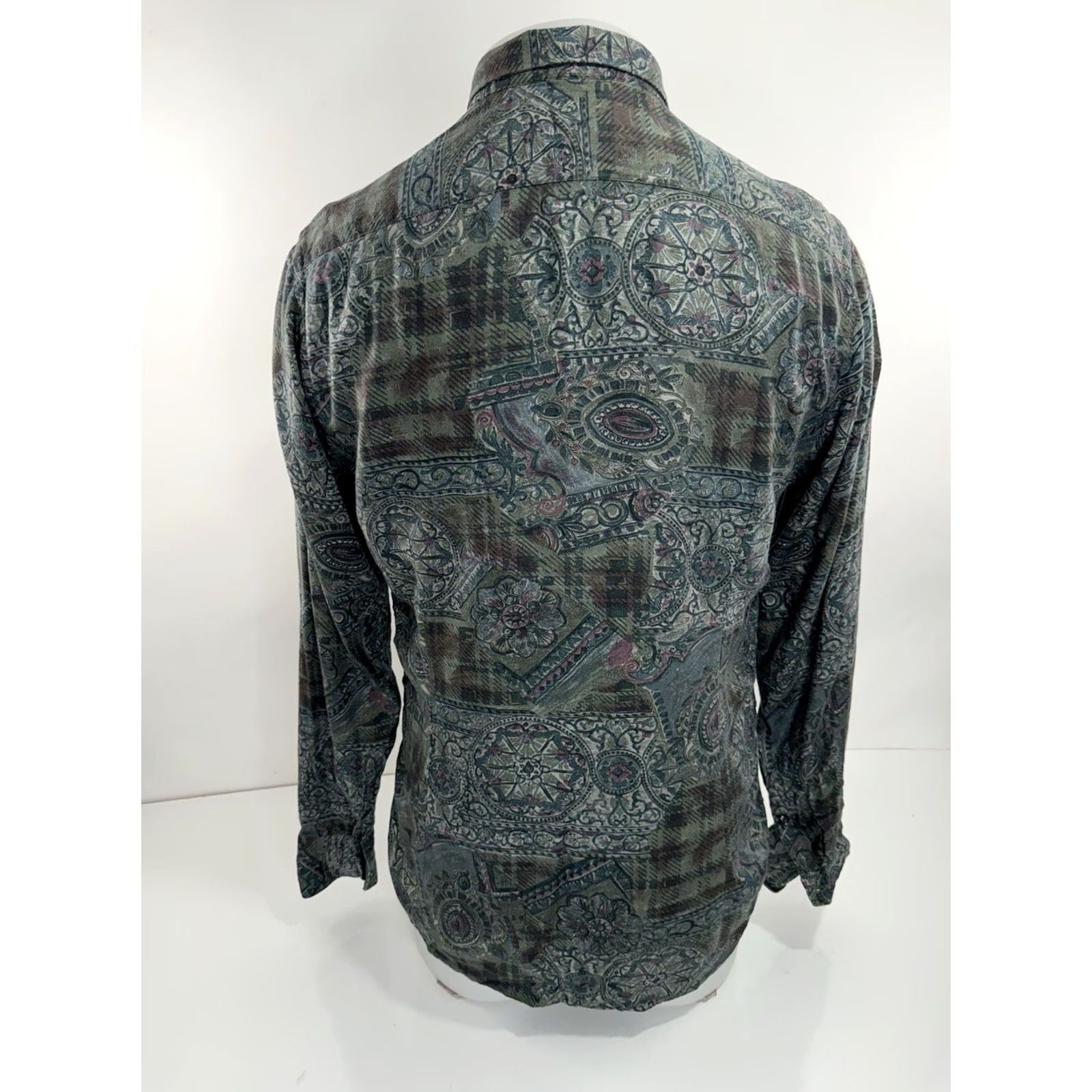 Vintage Tintoria Mattei 954 - Paisley Mens 15.5 / 39 Slim Fit Shirt - EXCELLENT Green Long Sleeve Button-Up Size US L / EU 52-54 / 3 - 3 Thumbnail
