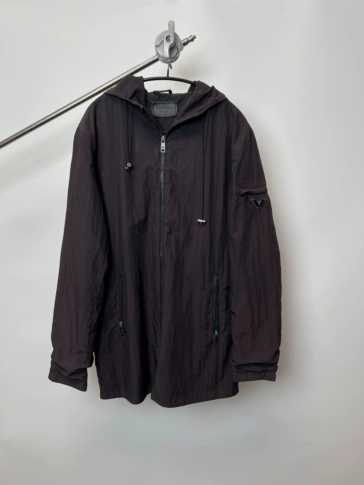 Prada Prada Vintage Milano Triangle Logo Zip Hooded Jacket Size US XXL / EU 58 / 5 - 1 Thumbnail