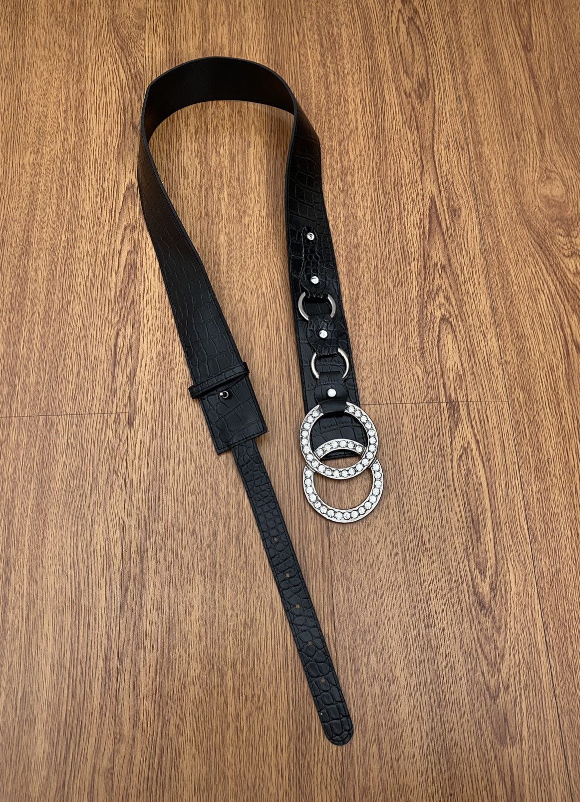Aligator black crystal belt