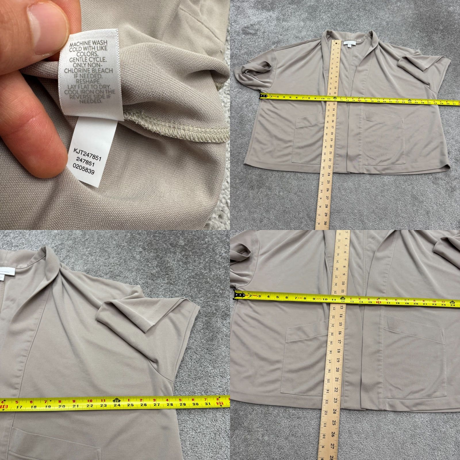 Vintage Pure Jill Cardigan Womens XL Open Front Dolman Short Sleeve Taupe Brown Knit All Seasons Casual Travel Mens? Size XL / US 12-14 / IT 48-50 - 8 Thumbnail