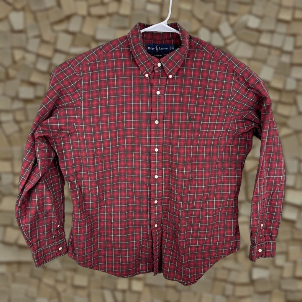 Polo Ralph Lauren Vintage Polo Ralph Lauren Mens Classic Fit Shirt XL Plaid Long Sleeve Button Red Size US XL / EU 56 / 4 - 1 Thumbnail