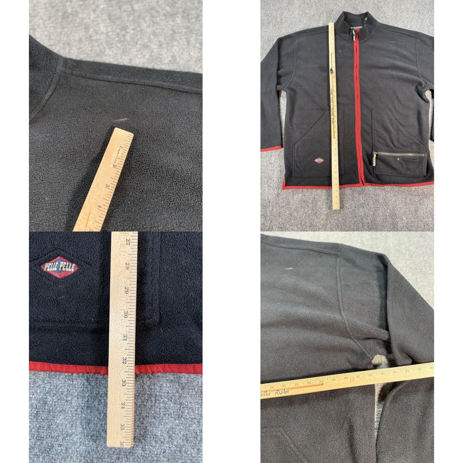 Pelle Pelle VINTAGE Pelle Jacket Mens 2XL Black Fleece Red Trim Full Zip Marc Buchanan Logo Size US XXL / EU 58 / 5 - 8 Thumbnail