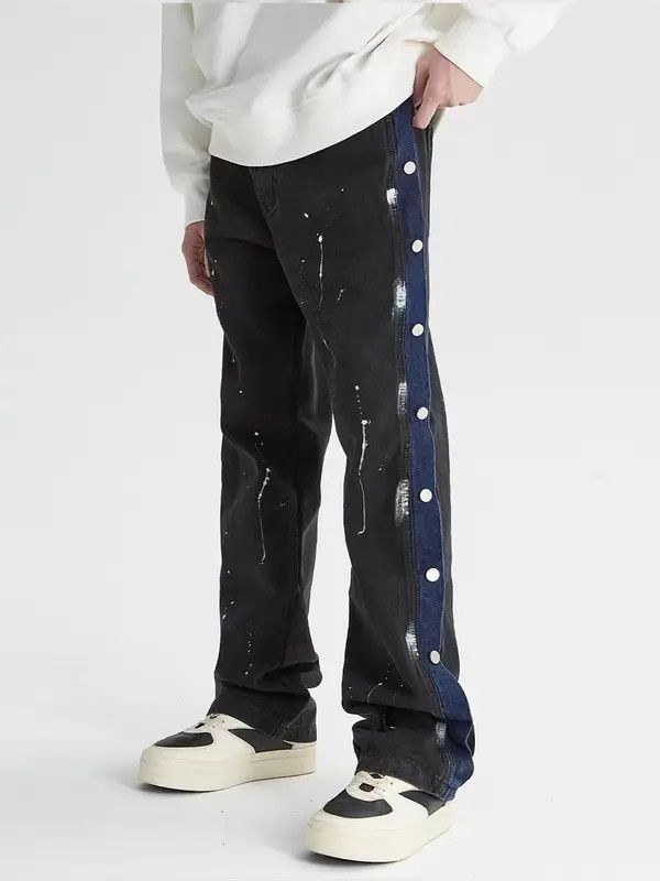 VIBE Vintage Side-Breasted Splattered Street Jeans Size US 32 / EU 48 - 1 Thumbnail