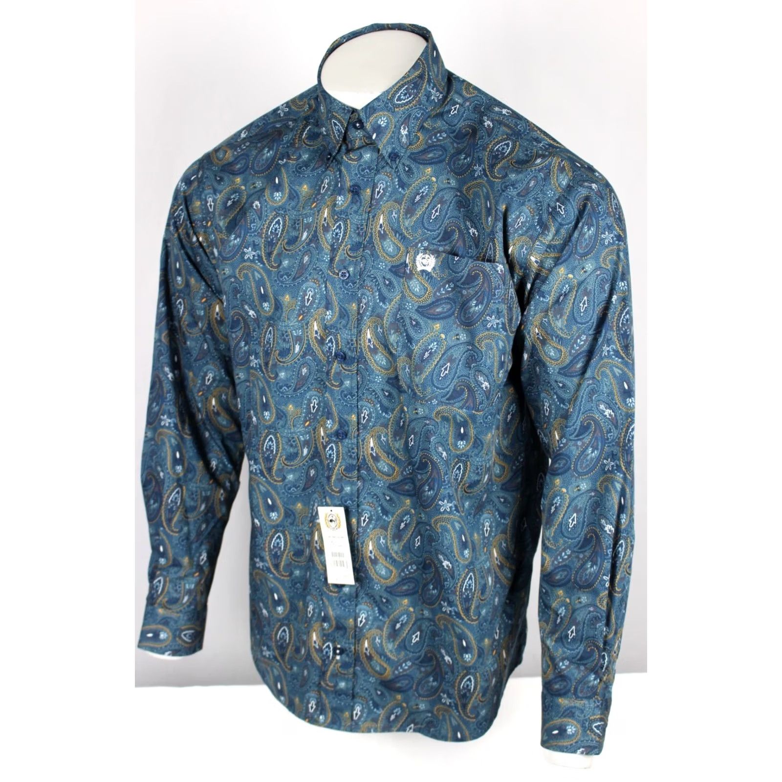 Vintage Cinch Men's Paisley Classic Fit Button Long Sleeve Western Shirt S Small Blue Size US S / EU 44-46 / 1 - 5 Thumbnail
