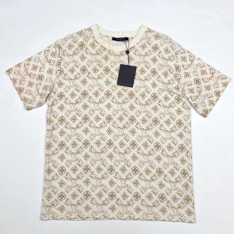 Louis Vuitton Louis Vuitton Beige presbyopic full print short sleeve T-s Size US XL / EU 56 / 4 - 2 Thumbnail