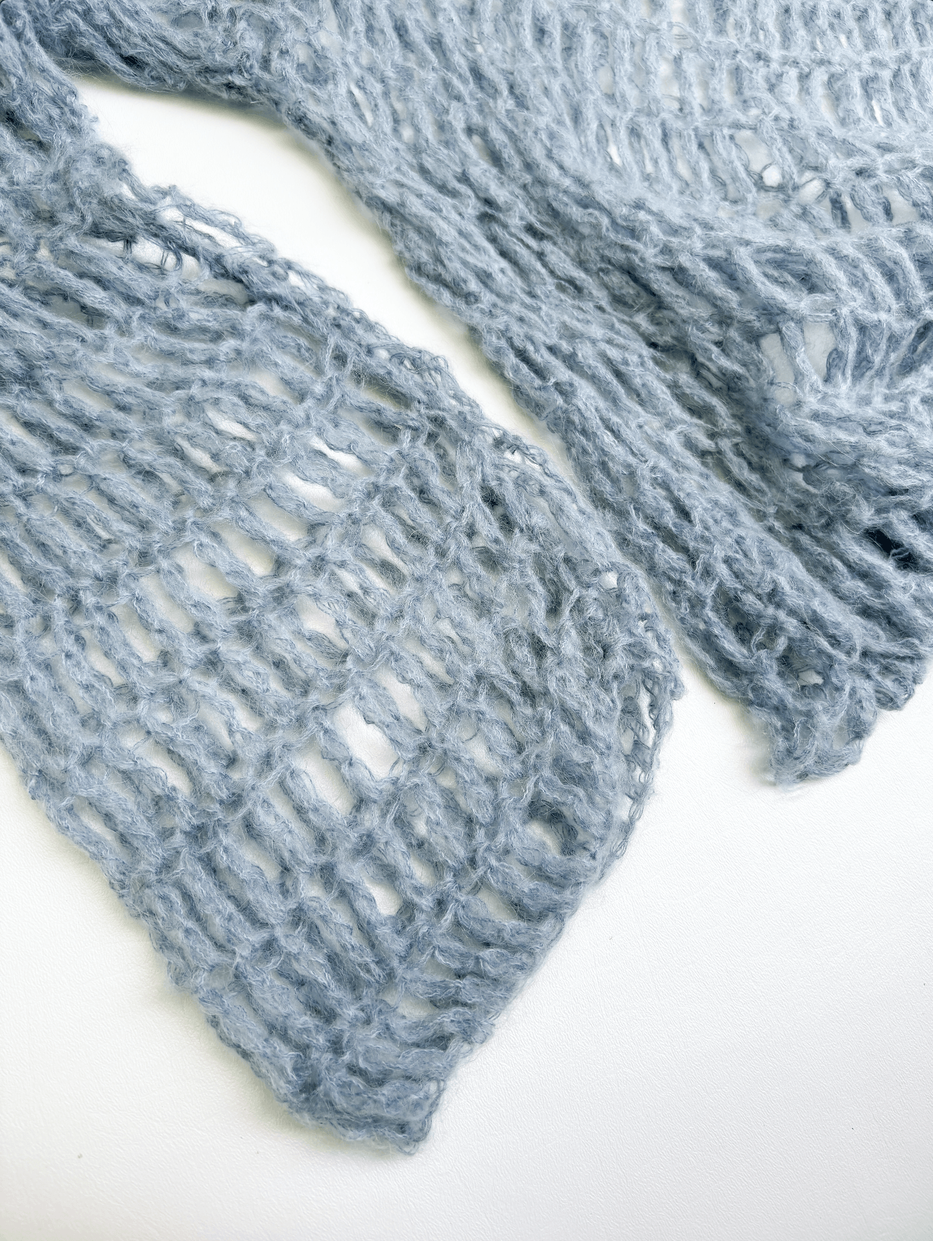 Handmade × Vintage Handmade Mohair Crochet Open Knit Sweater in Baby Blue Size M / US 6-8 / IT 42-44 - 4 Thumbnail