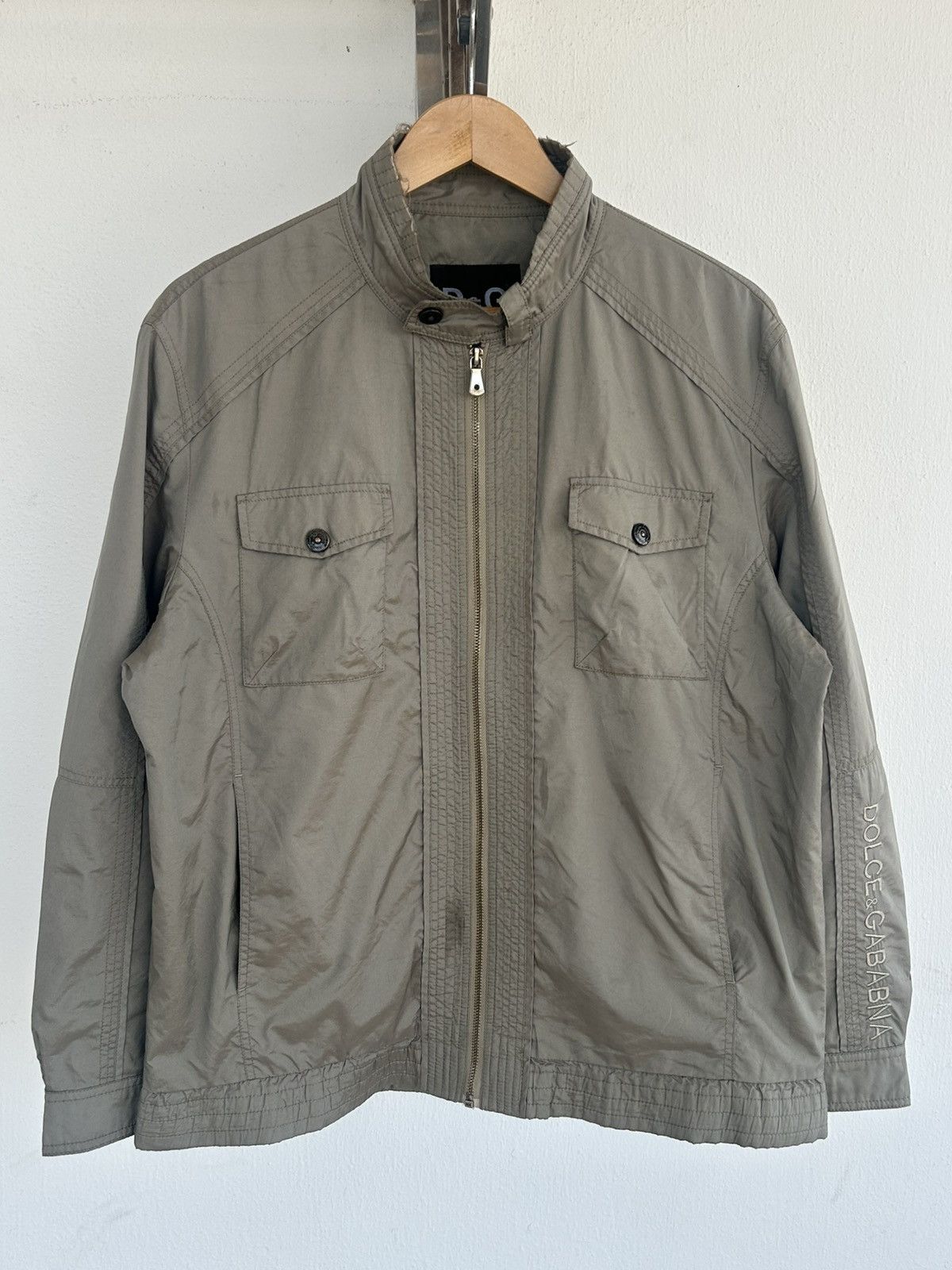 Dolce & Gabbana D&Gababna Vintage Nylon Distress Olive Jacket Size US L / EU 52-54 / 3 - 1 Thumbnail