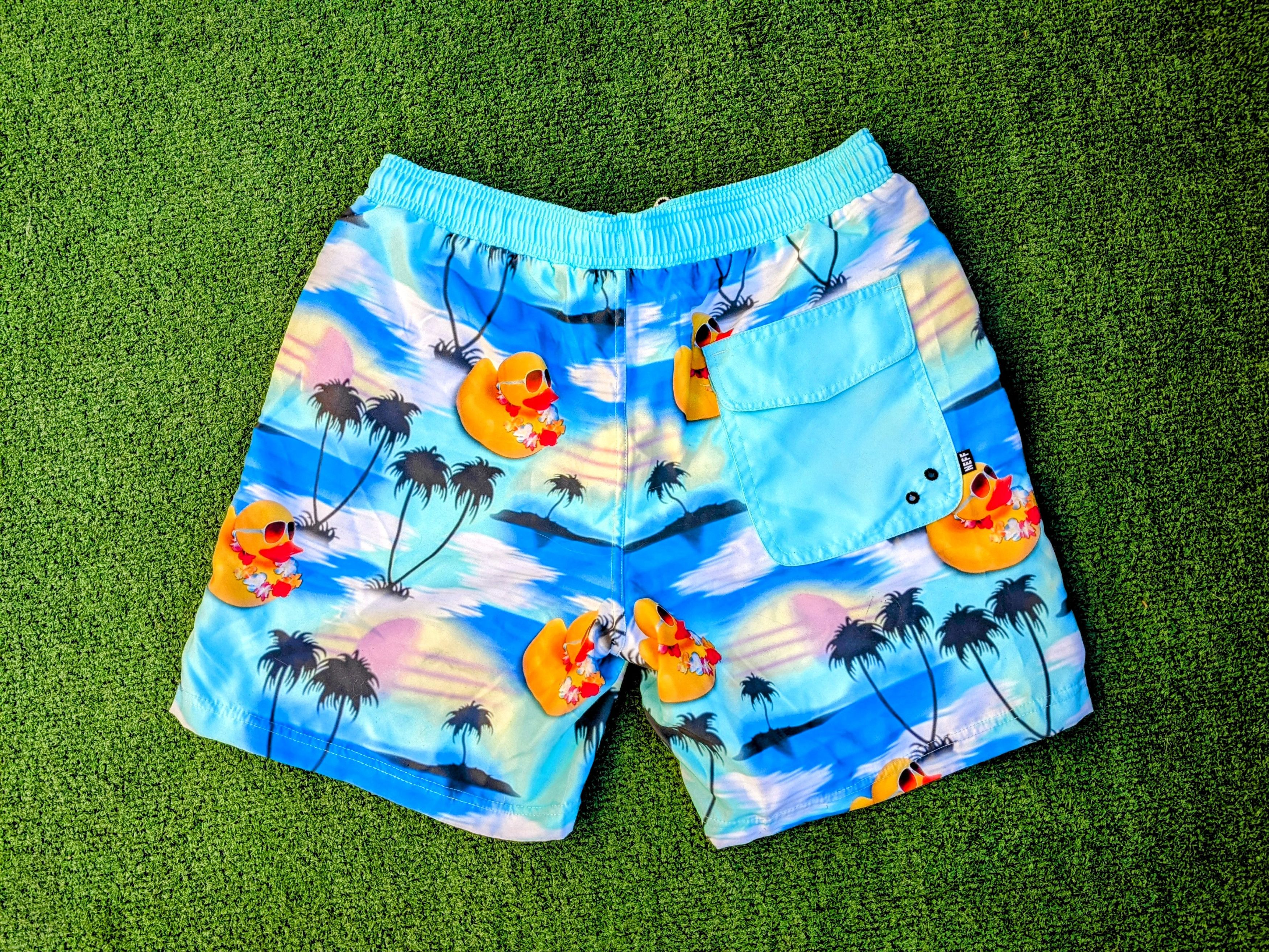 NEFF NEFF Hawaiian Rubber Ducky Drawstring Swim Board Shorts Size US 29 - 2 Thumbnail