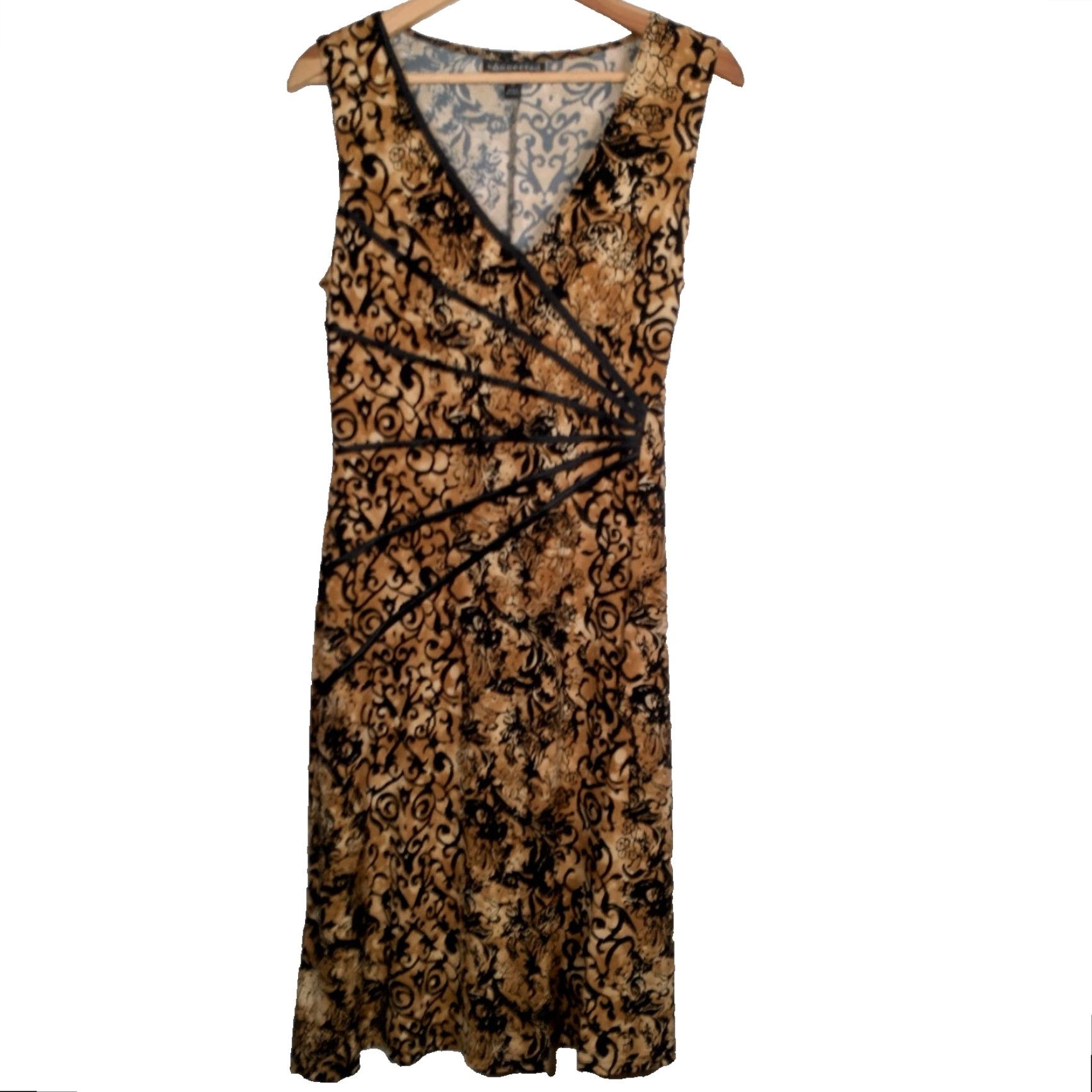 Vintage VINTAGE Connected Apparel Y2K Dress Midi Sleeveless V Neck Pullover Slimming Stretch Polyester Brown 12 Womens Size XL / US 12-14 / IT 48-50 - 2 Thumbnail