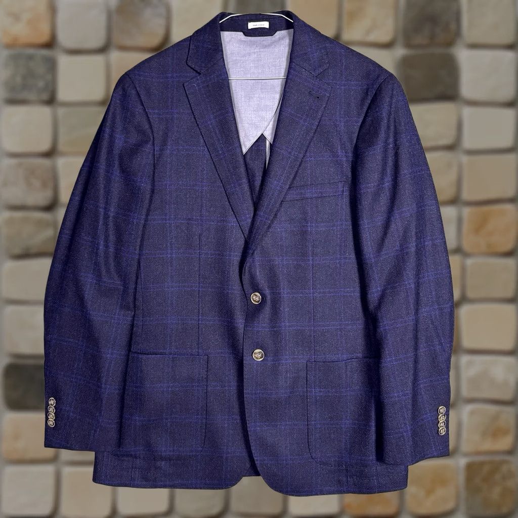 Peter Millar Peter Millar Sport Coat Men M Wool Windowpane Crown Crafted Fall Check Soft Blue Size US M / EU 48-50 / 2 - 1 Thumbnail