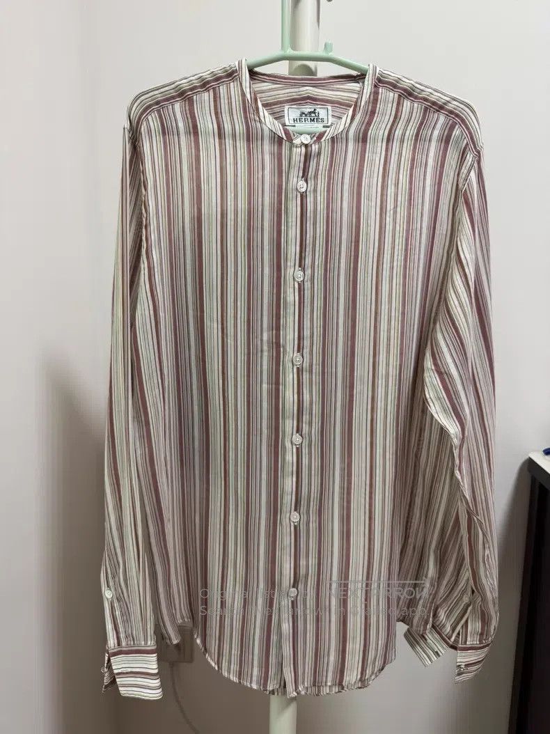 Hermes Hermes Silk shirt, Henry collar, 20% silk + 80% cotton Size US XXS / EU 40 - 1 Thumbnail