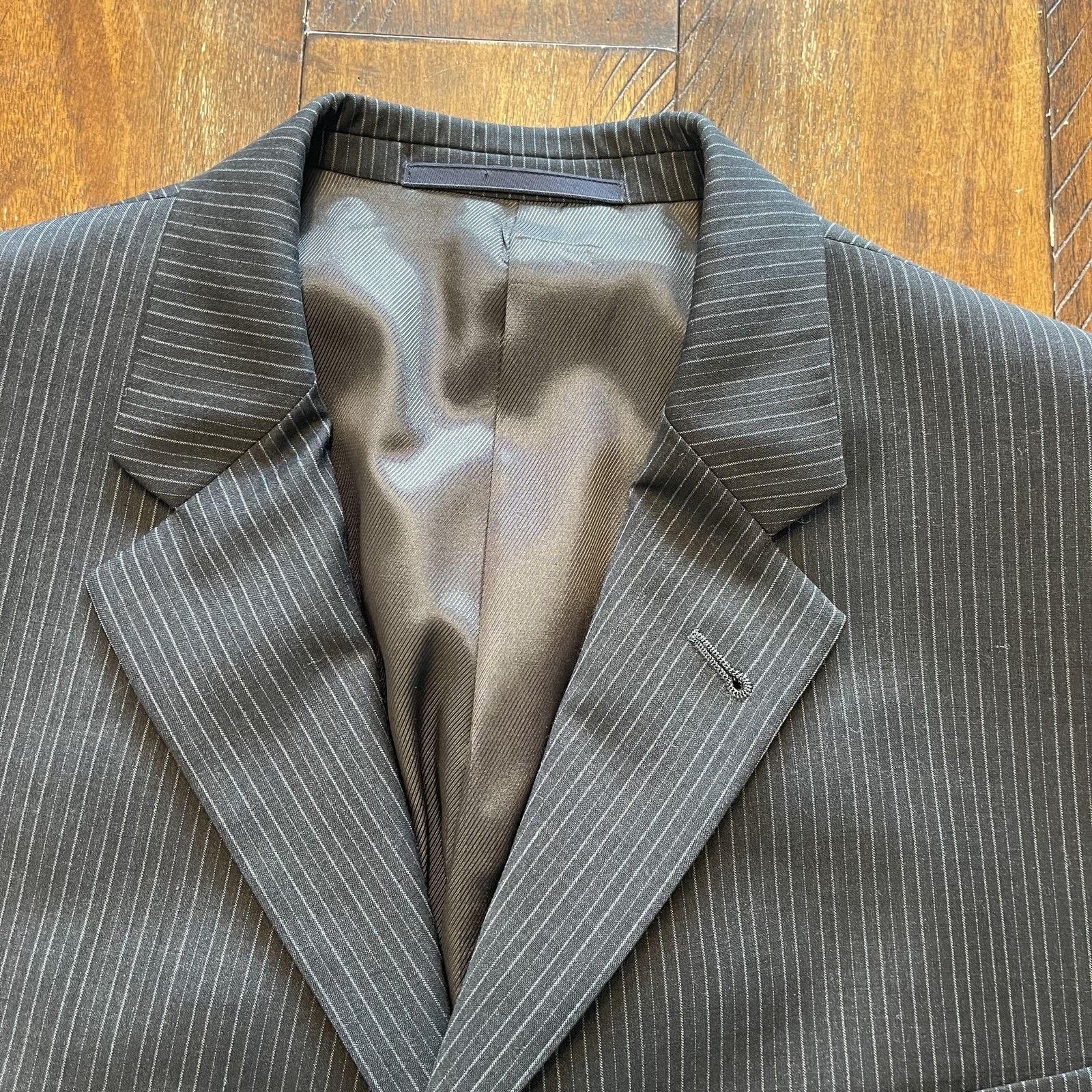 Burberry Vtg Burberry Sport Coat 44R Pinstripe Wool 3 Button Blazer Size 44R - 6 Thumbnail