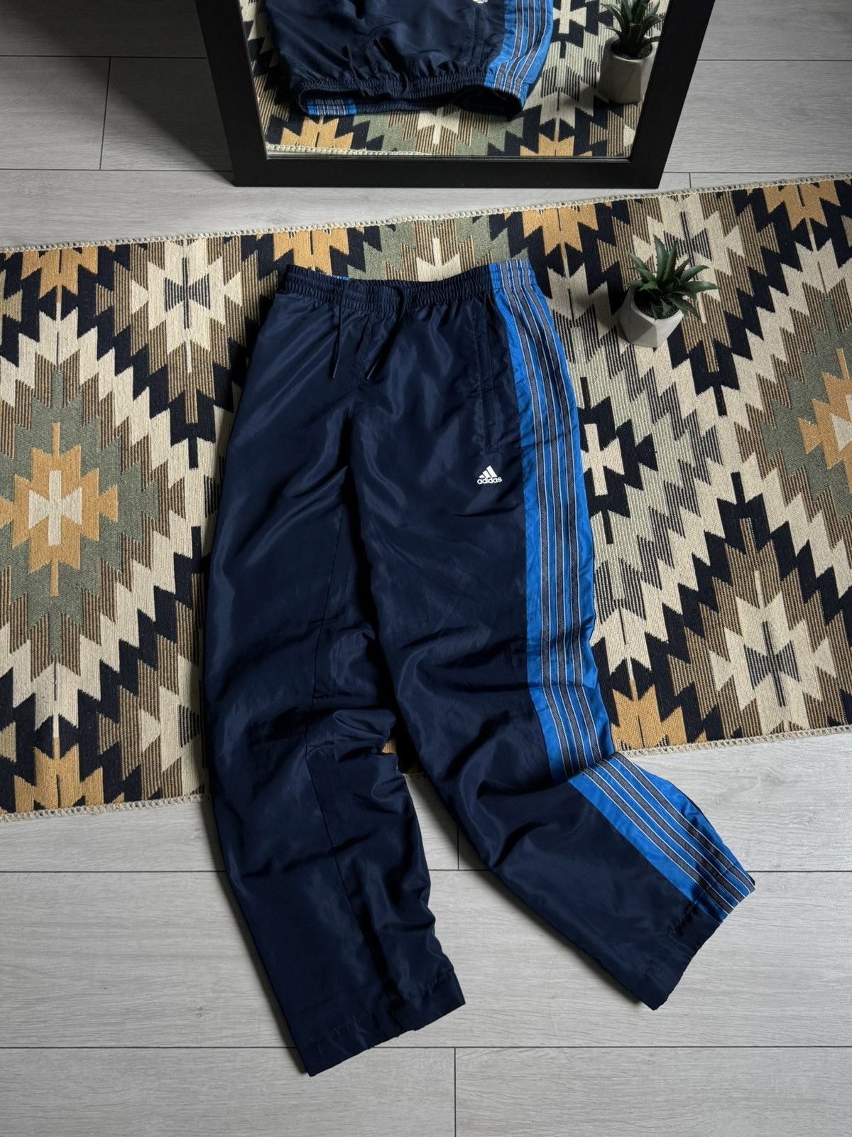 Vintage Adidas Nylon 3 Stripes Baggy Y2K Pants