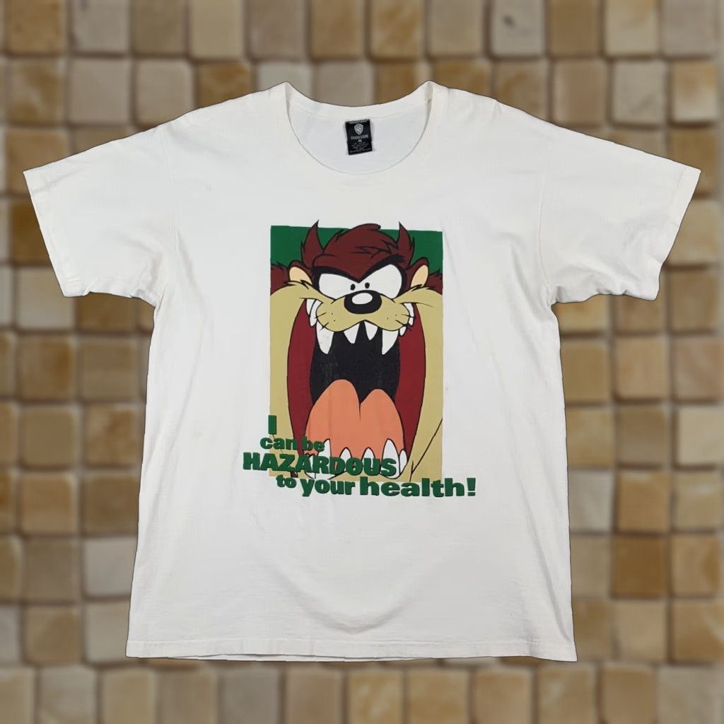 Vintage VINTAGE 90s Warner Bros Taz Tasmanian Devil Cartoon T-Shirt Men XL White Cotton Retro Y2K Size US XL / EU 56 / 4 - 1 Thumbnail