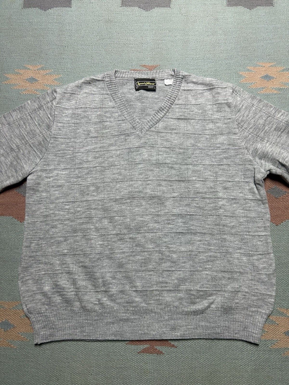 Vintage Vtg 70s acrylic knit sweater Sears sportswear v neck boxy XL Size US XL / EU 56 / 4 - 2 Thumbnail