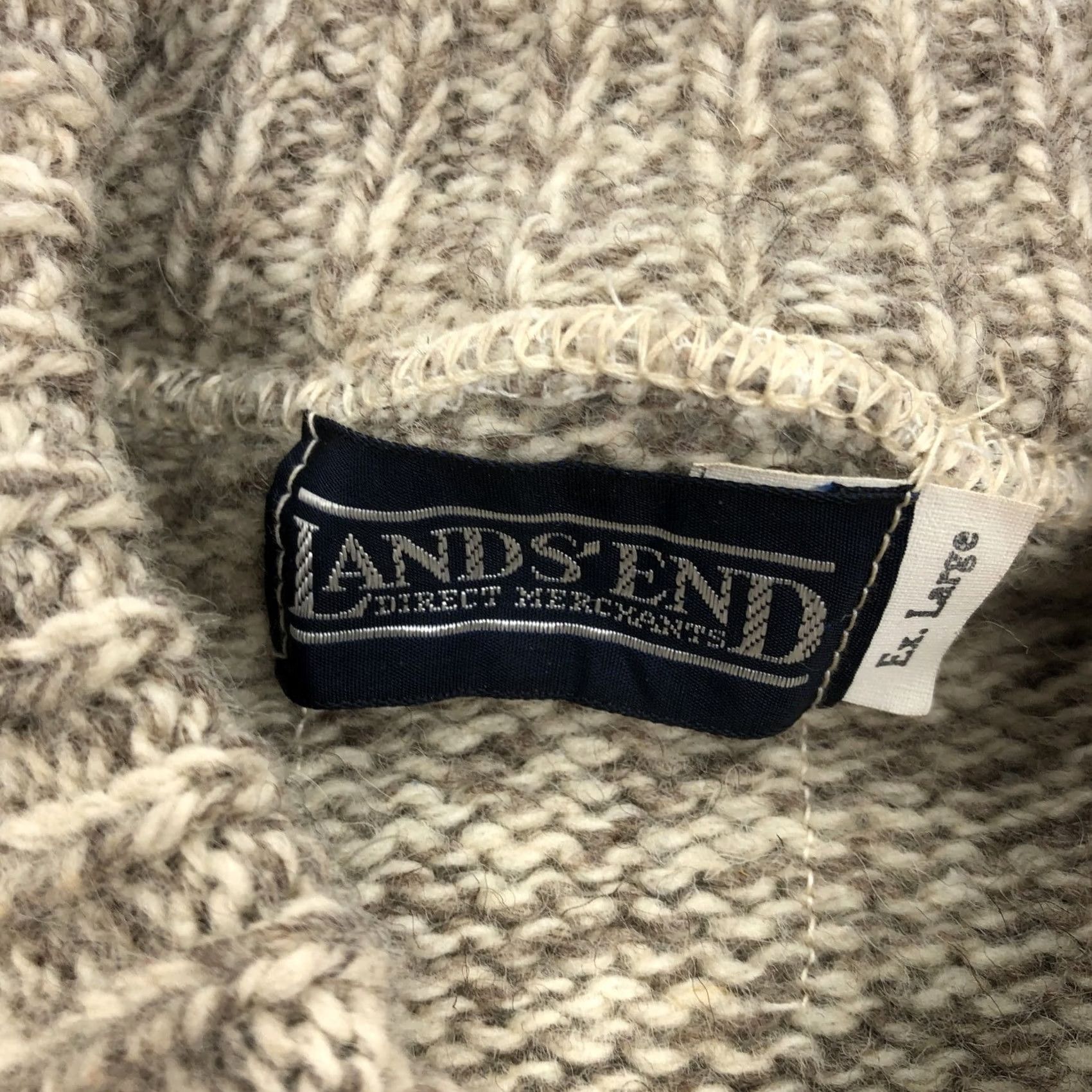 Lands' End VINTAGE Lands' End Men XL Wool Blend Crew Neck Sweater Beige Heathered 80s Pullover Knit Ribbed Cuffs Hem Long Sleeve Casual Mens Size US XL / EU 56 / 4 - 2 Thumbnail