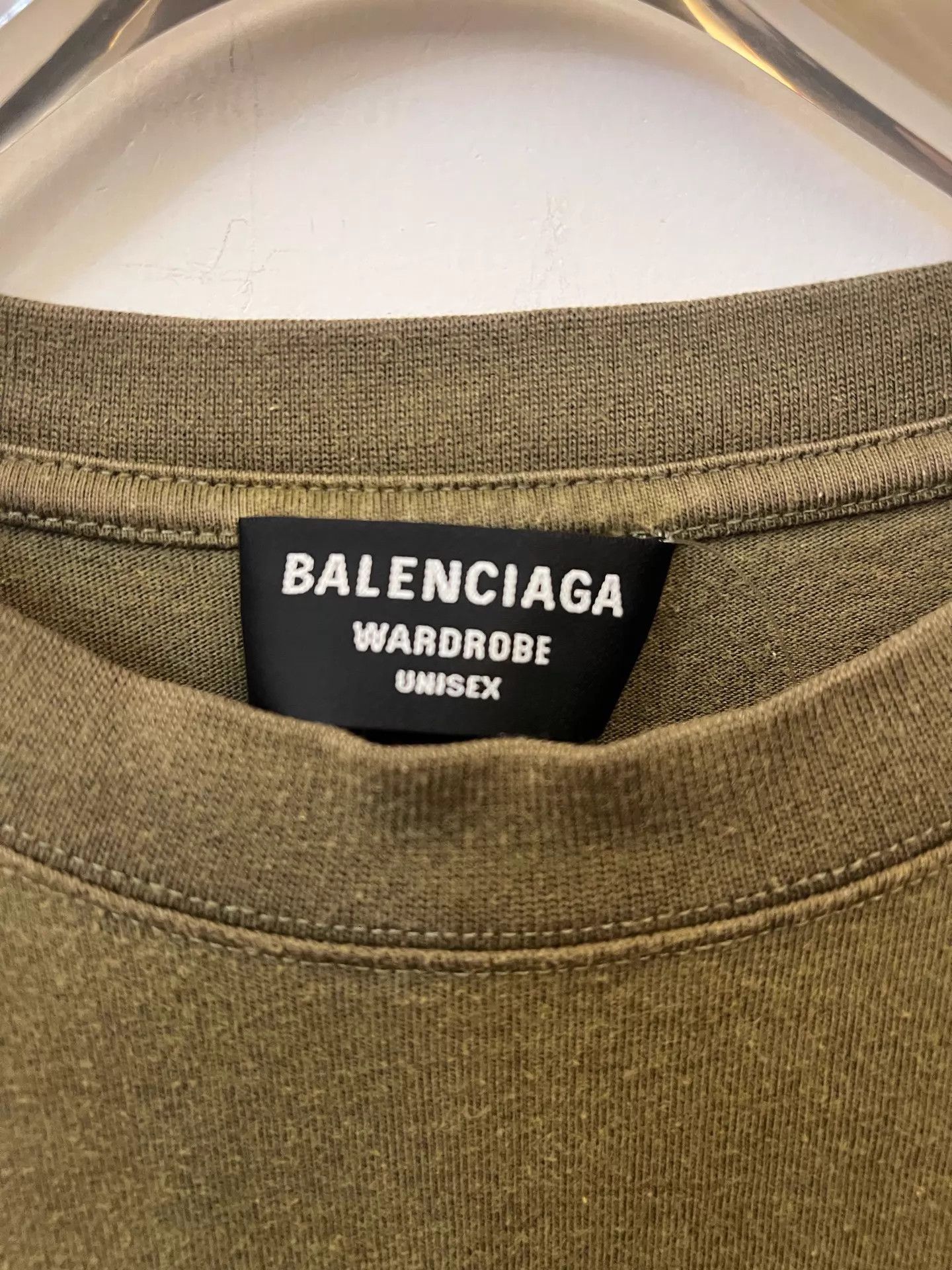 Balenciaga Balenciaga FW22 Logo Khaki Oversized Crewneck Tee Men's L Size US L / EU 52-54 / 3 - 2 Thumbnail