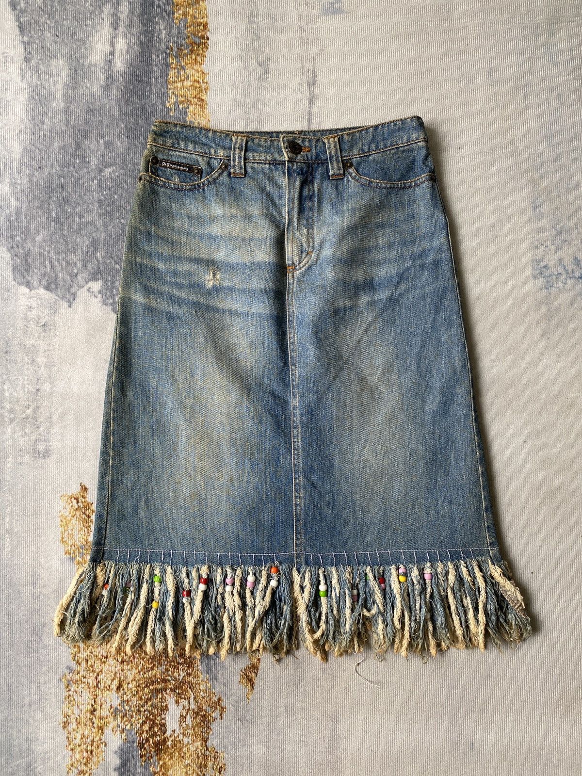 Dolce & Gabbana Vintage 90’s Dolce & Gabbana Distressed Midi Skirt Size 25" / US 0 / IT 36 - 3 Thumbnail