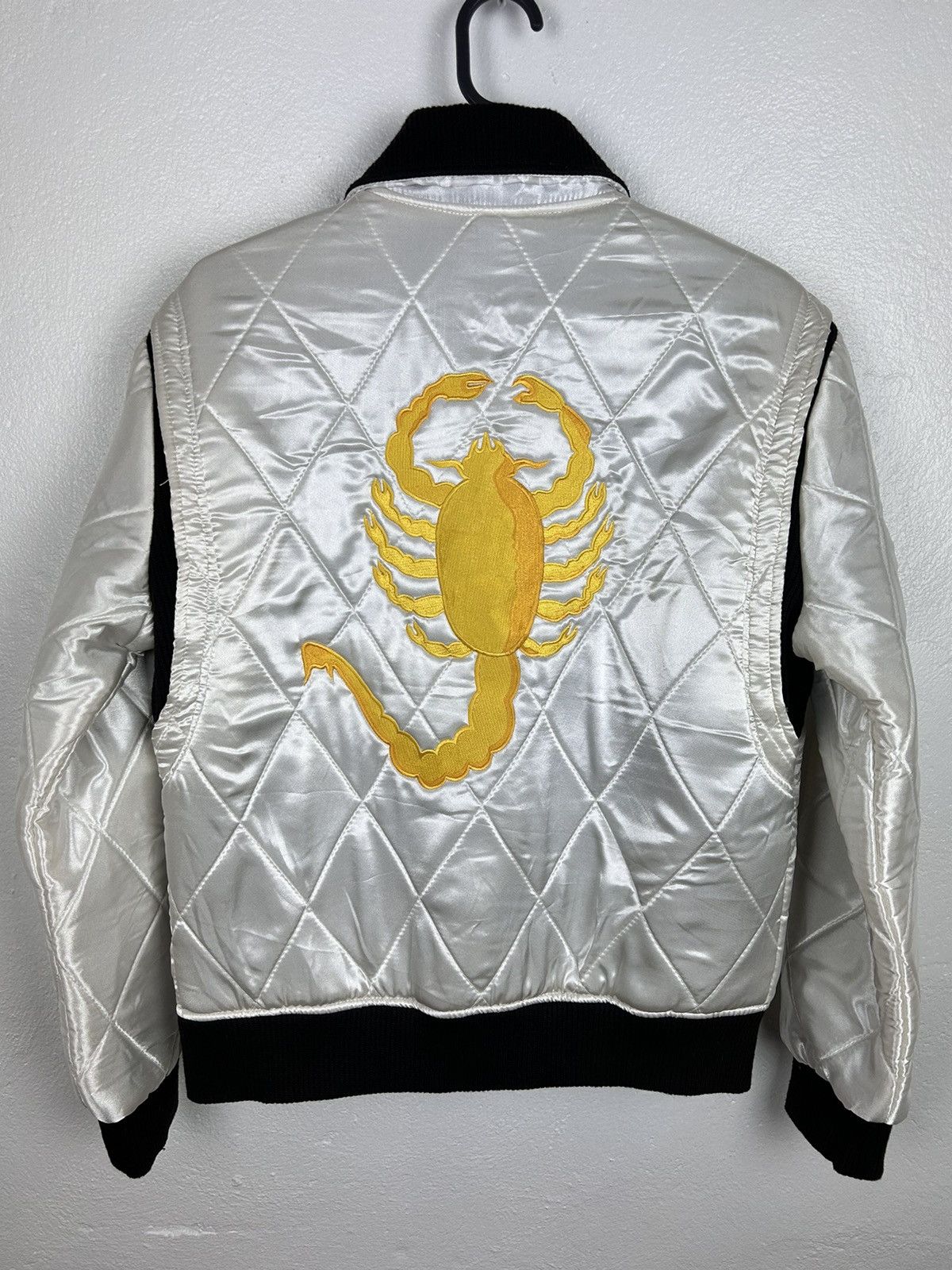 image of Ryan Gosling "drive" Film Movie Scorpion Bomber Jacket in White, Men's (Size Small)