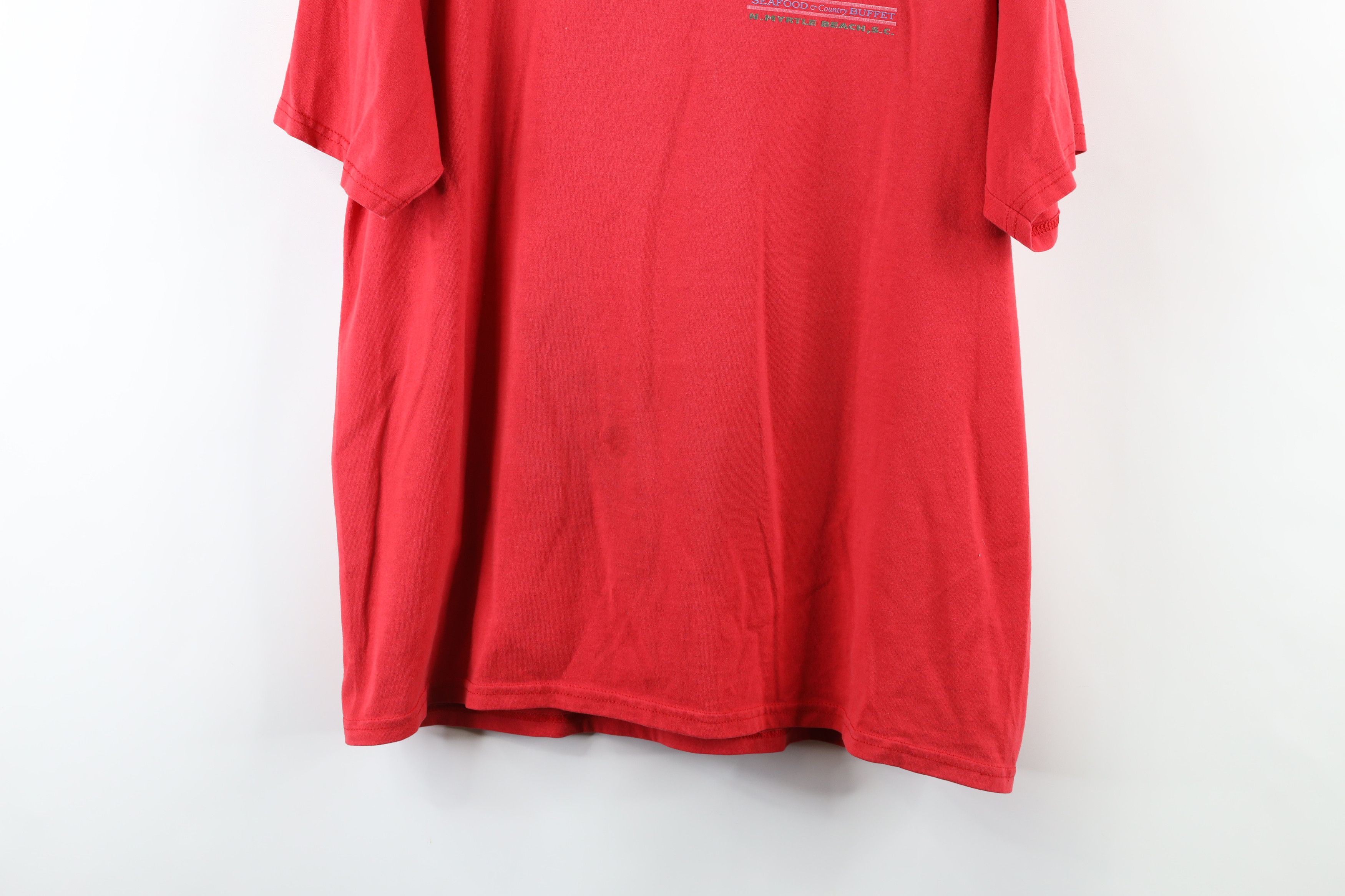 Vintage Vintage Streetwear Spell Out Prestons Seafood T-Shirt Red Size US L / EU 52-54 / 3 - 3 Thumbnail