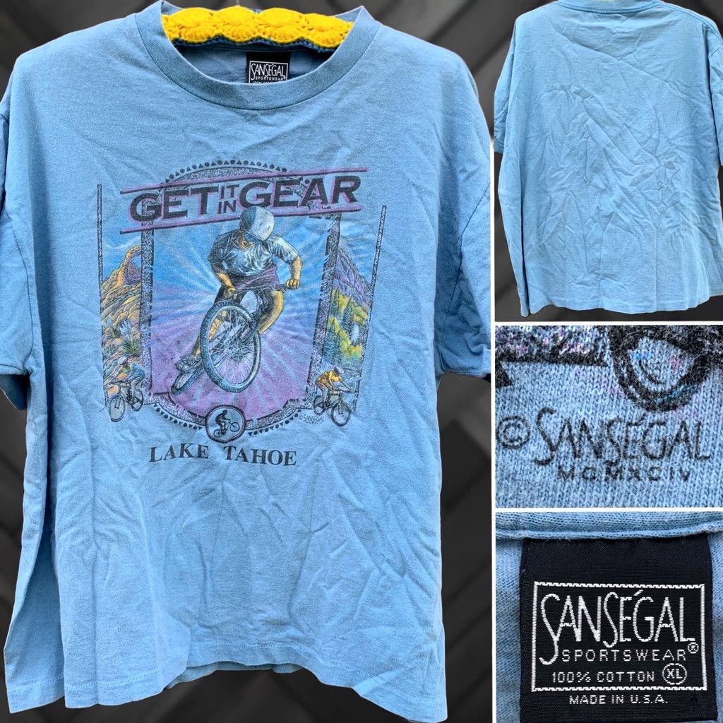 Vintage VINTAGE San Segal Sportswear Lake Tahoe T-Shirt Mountain Bike Tee XL Blue Men Size US XL / EU 56 / 4 - 1 Thumbnail