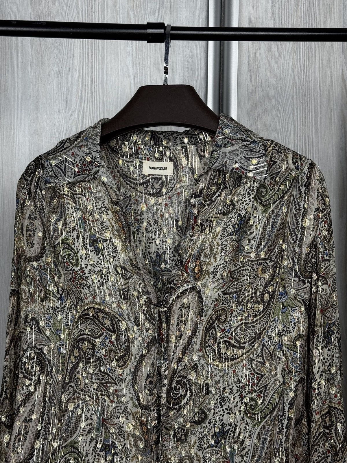 Zadig & Voltaire Zadig & Voltaire Tilan Lurex Peacoc Glitter Shirt Blouse Size S / US 4 / IT 40 - 6 Thumbnail