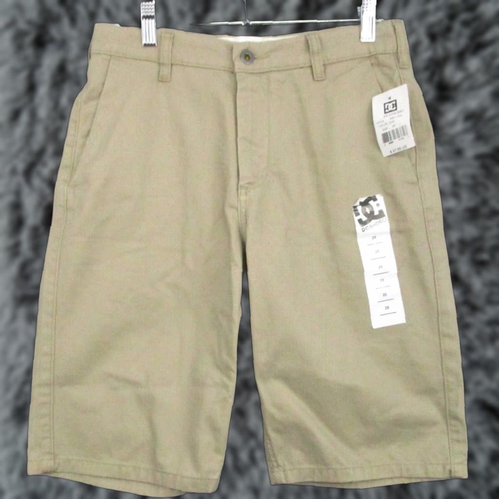 Vintage DC Shoes Co Shorts 28 Men Chino Khaki Flat Front NWT Adjustable 5-Pocket Beig Fully Prime Knit 100% Cotton Casual Summer Fall Spring Mens Size US 28 / EU 44 - 1 Thumbnail
