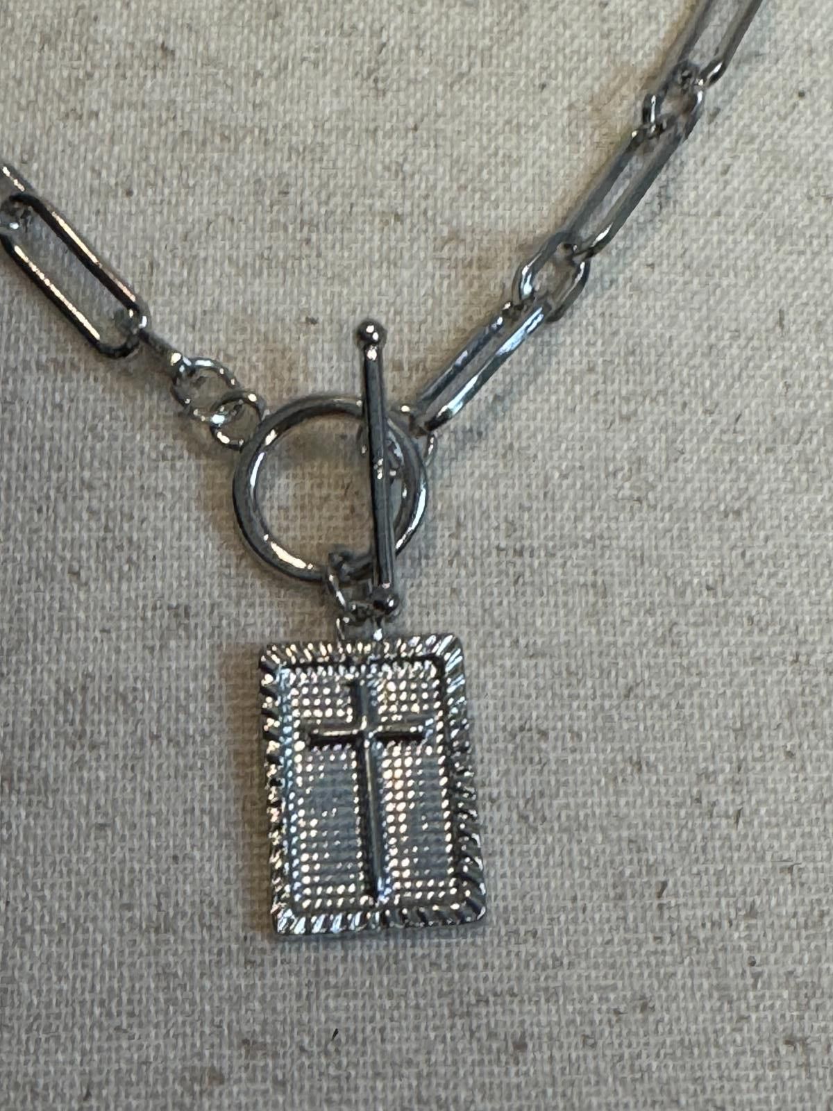 The Unbranded Brand Stainless Steel Silver Chain Necklace with Cross Pendant Size ONE SIZE - 3 Thumbnail