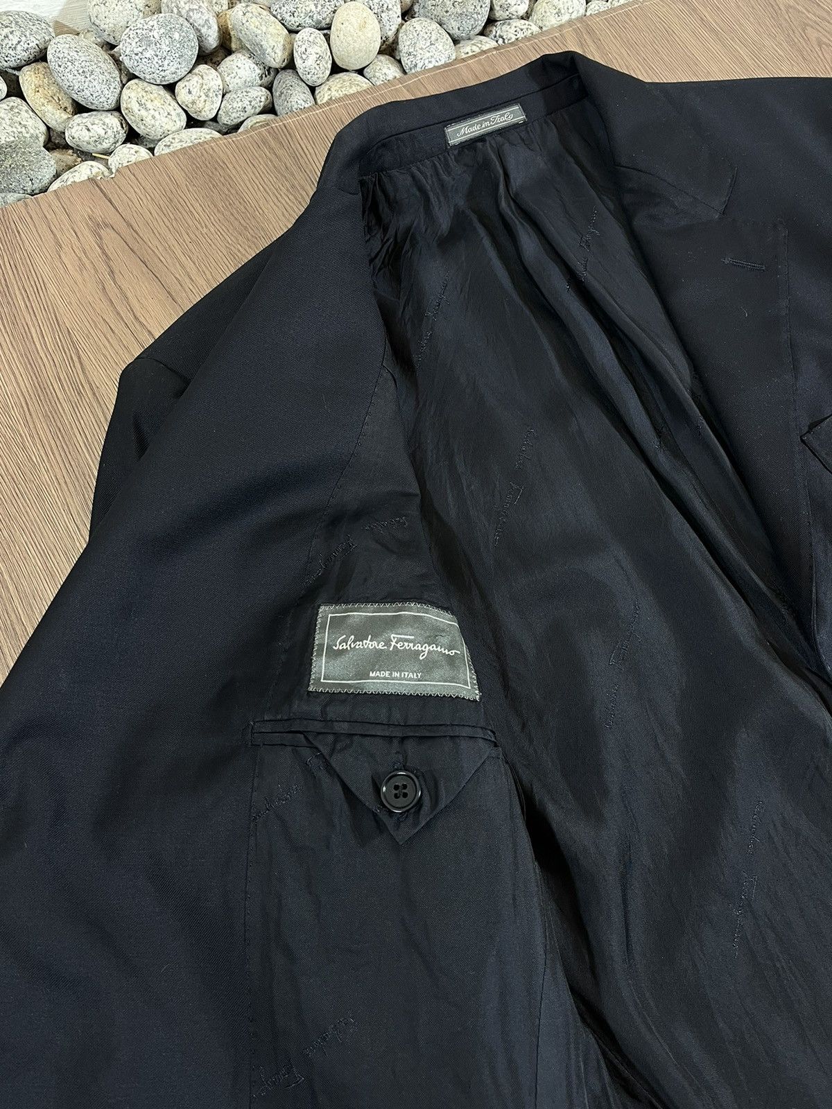 Salvatore Ferragamo Salvatore Ferragamo Midnight Black Tailored Blazer Size 50L - 11 Thumbnail