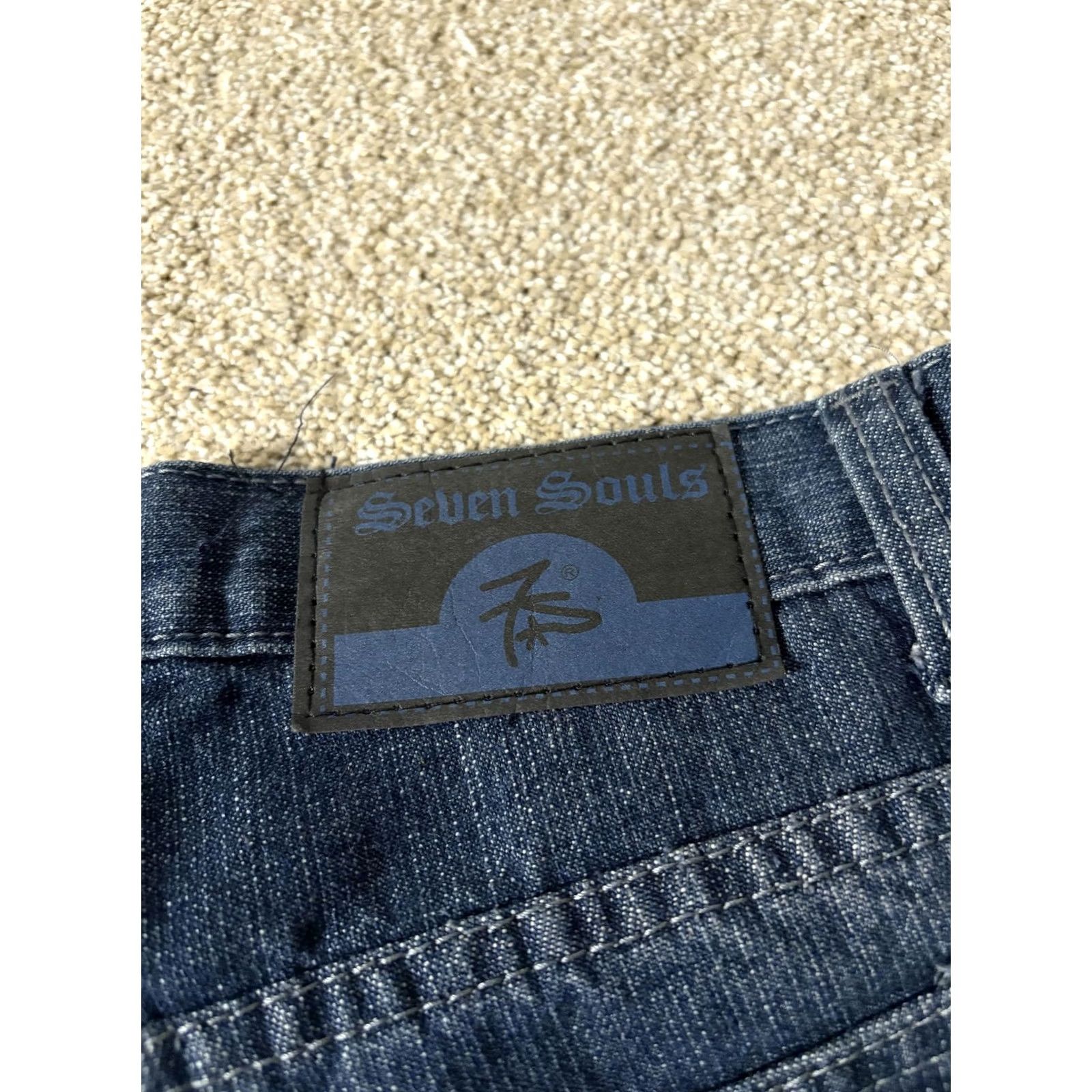 Vintage Seven Souls Jeans Womens 14 Blue Regular Straight Leg Denim 34x27.5 Packaged Buttons Logo Pocket 5-Pocket Size 36" / US 14 / IT 50 - 8 Thumbnail