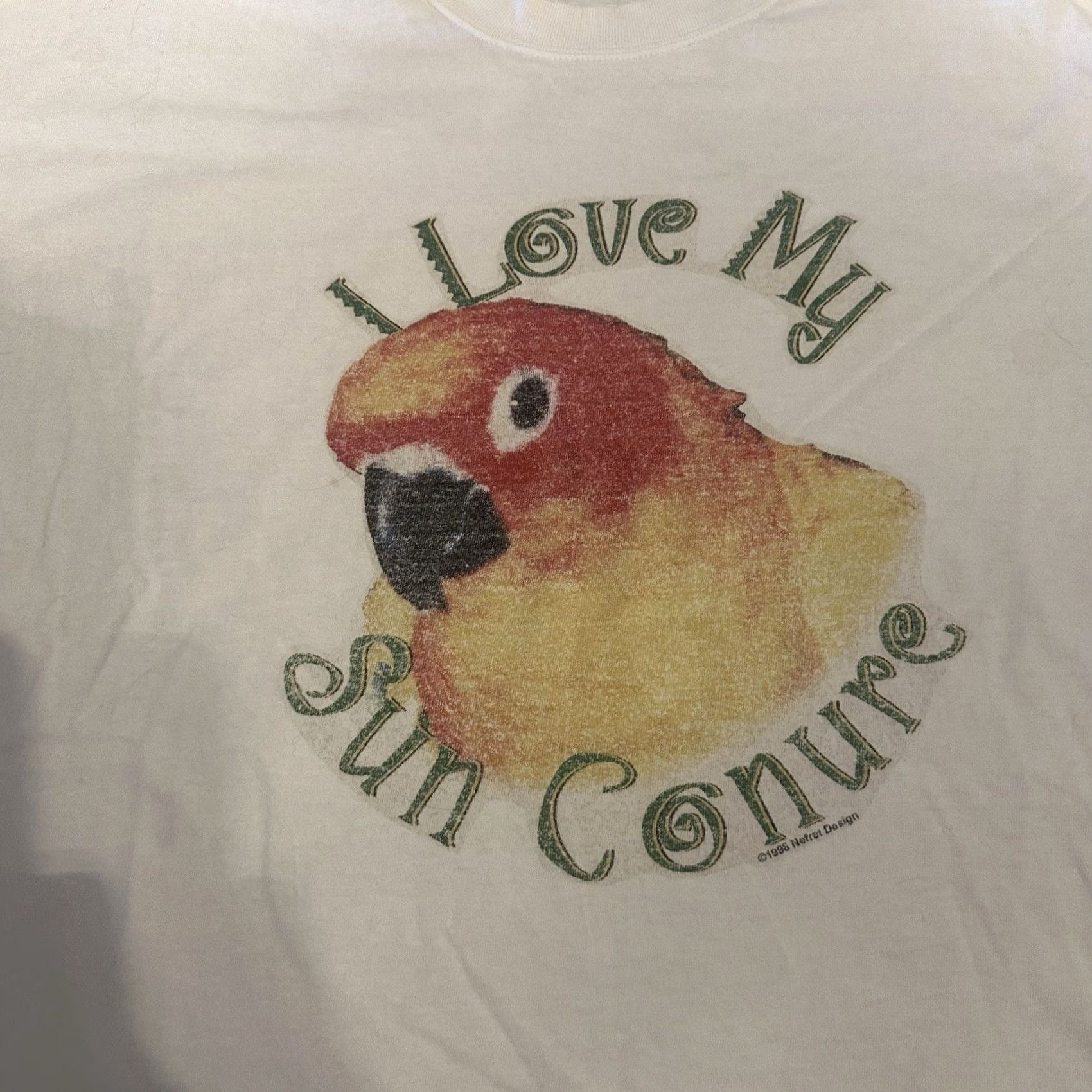 Hanes VINTAGE 90s Sun Conure Parrot T Shirt 2XL White Hanes Size US XXL / EU 58 / 5 - 2 Thumbnail