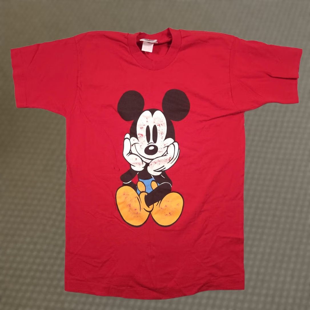Mickey & Co. VINTAGE Mickey & Co Shirt Mens Large Red Mickey Mouse Tee Double Sided 90s Size US L / EU 52-54 / 3 - 1 Thumbnail