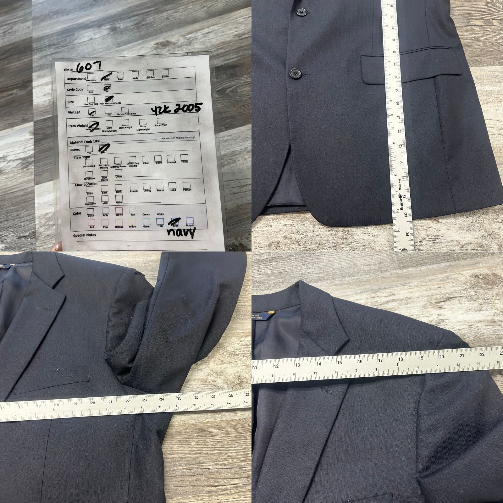 Brooks Brothers VINTAGE Brooks Brothers Navy Blue Mens 46L 2 Button Wool Blazer Sport Coat USA Made Size 46R - 8 Thumbnail