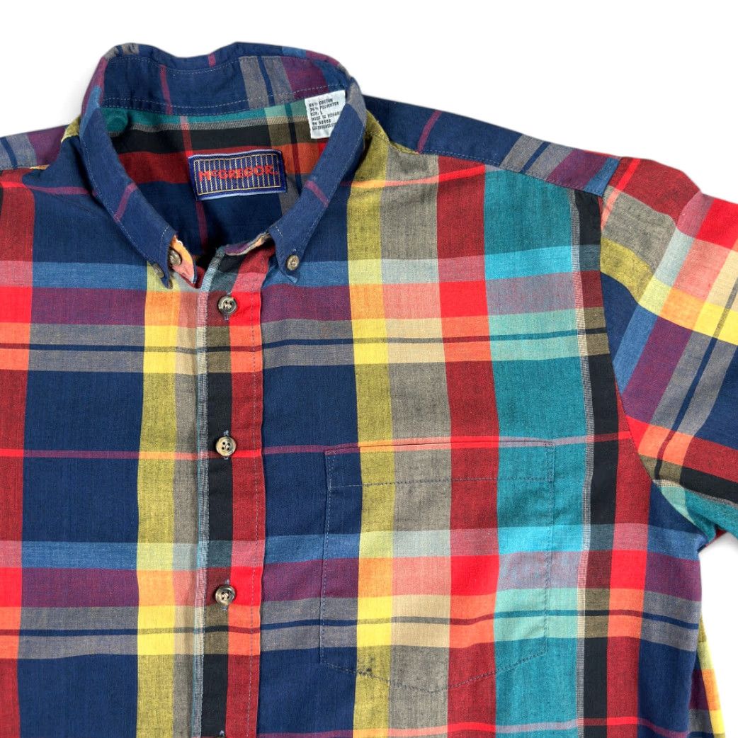 McGregor VINTAGE McGregor Shirt Adult LARGE Red Purple Green Patchwork Plaid Rainbow 80s Shirt Mens Size US L / EU 52-54 / 3 - 2 Thumbnail