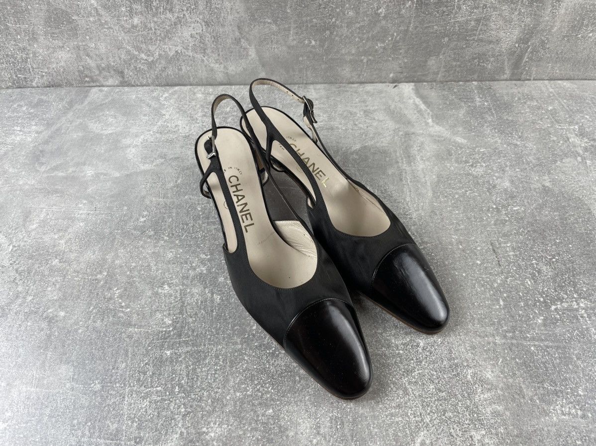 Chanel CHANEL Slingback Pumps 90s Grosgrain Leather Heels Shoes Size US 9 / IT 39 - 3 Thumbnail