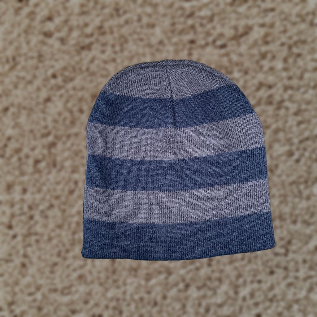 Walmart Walmart Beanie Adult One Size Blue Gray Stripe Knit 100% Acrylic Ski Hat/Cap Mens Beanie One Size Blue Stripe Ski Knit 100% Acrylic Walmart Mens Size ONE SIZE - 1 Thumbnail