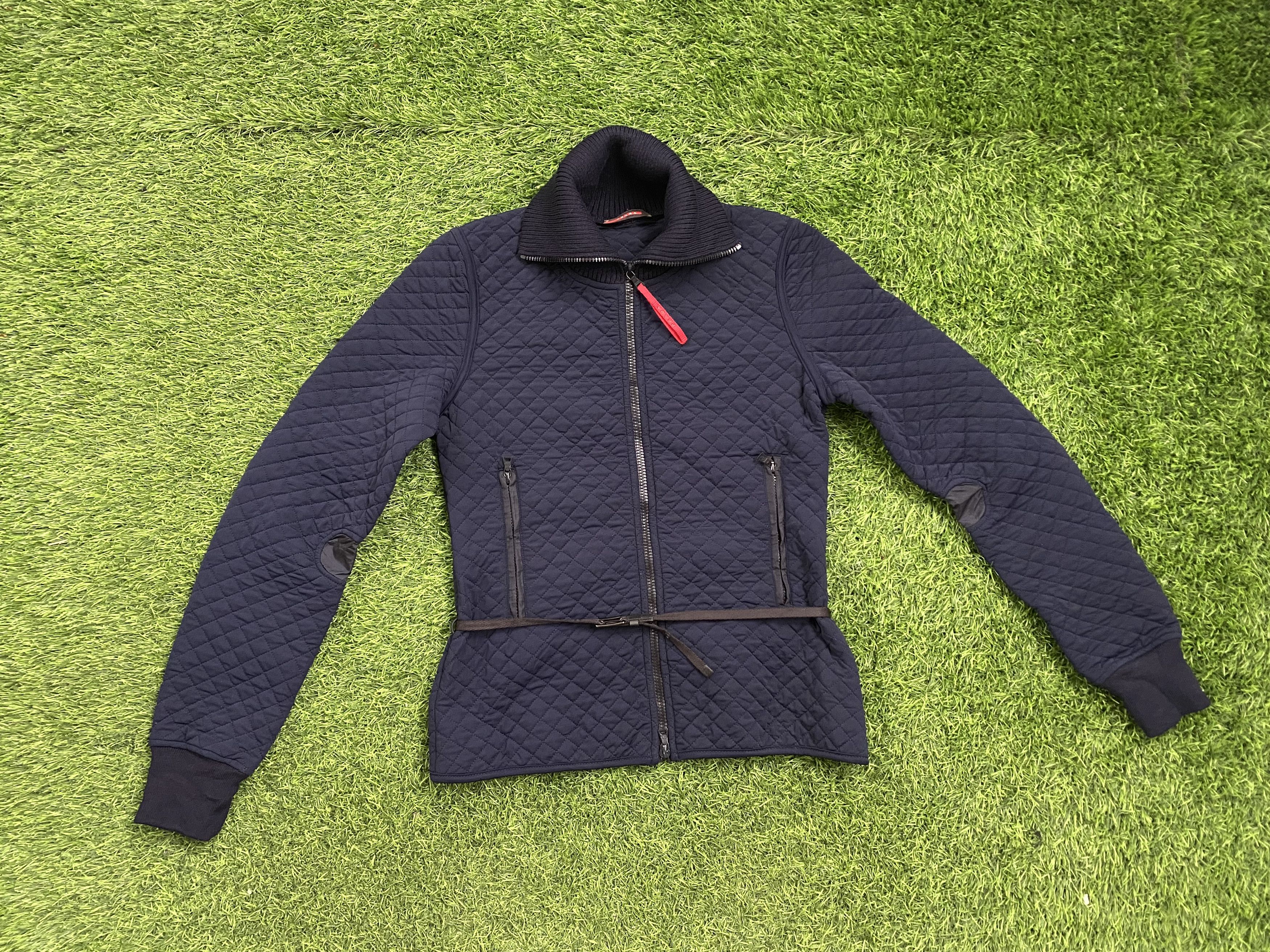 image of Vintage Prada Quilted Jacket in Blue, Women's (Size Medium)