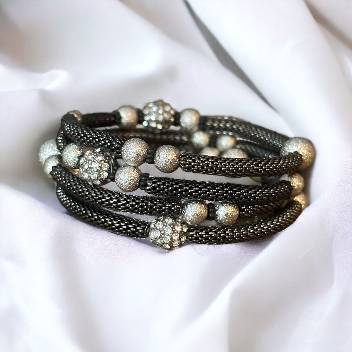 Other Rhinestone bead mesh tube coil wrap bracelet Size ONE SIZE - 1 Thumbnail