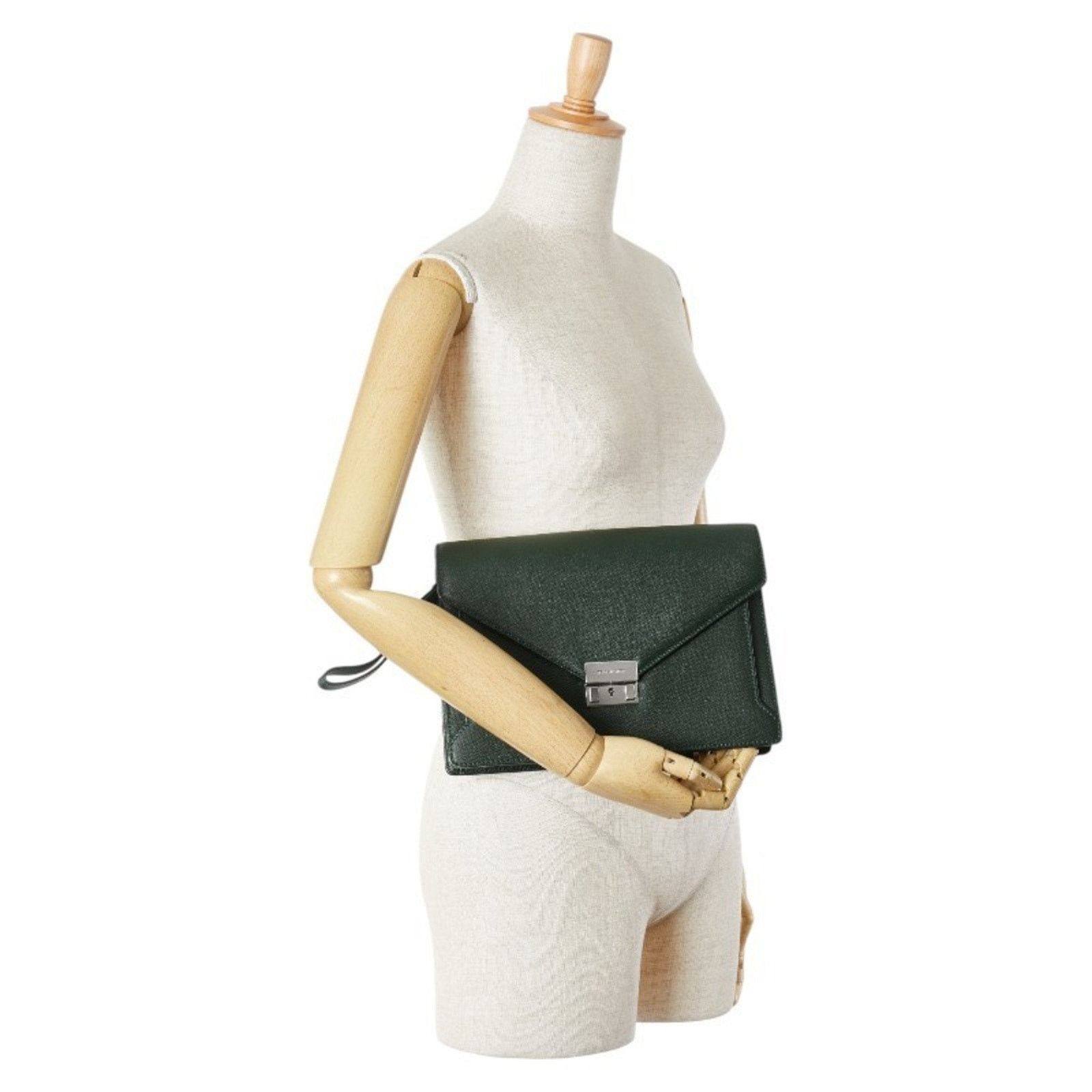 Burberry Envelope Clutch Style Name Dark Green