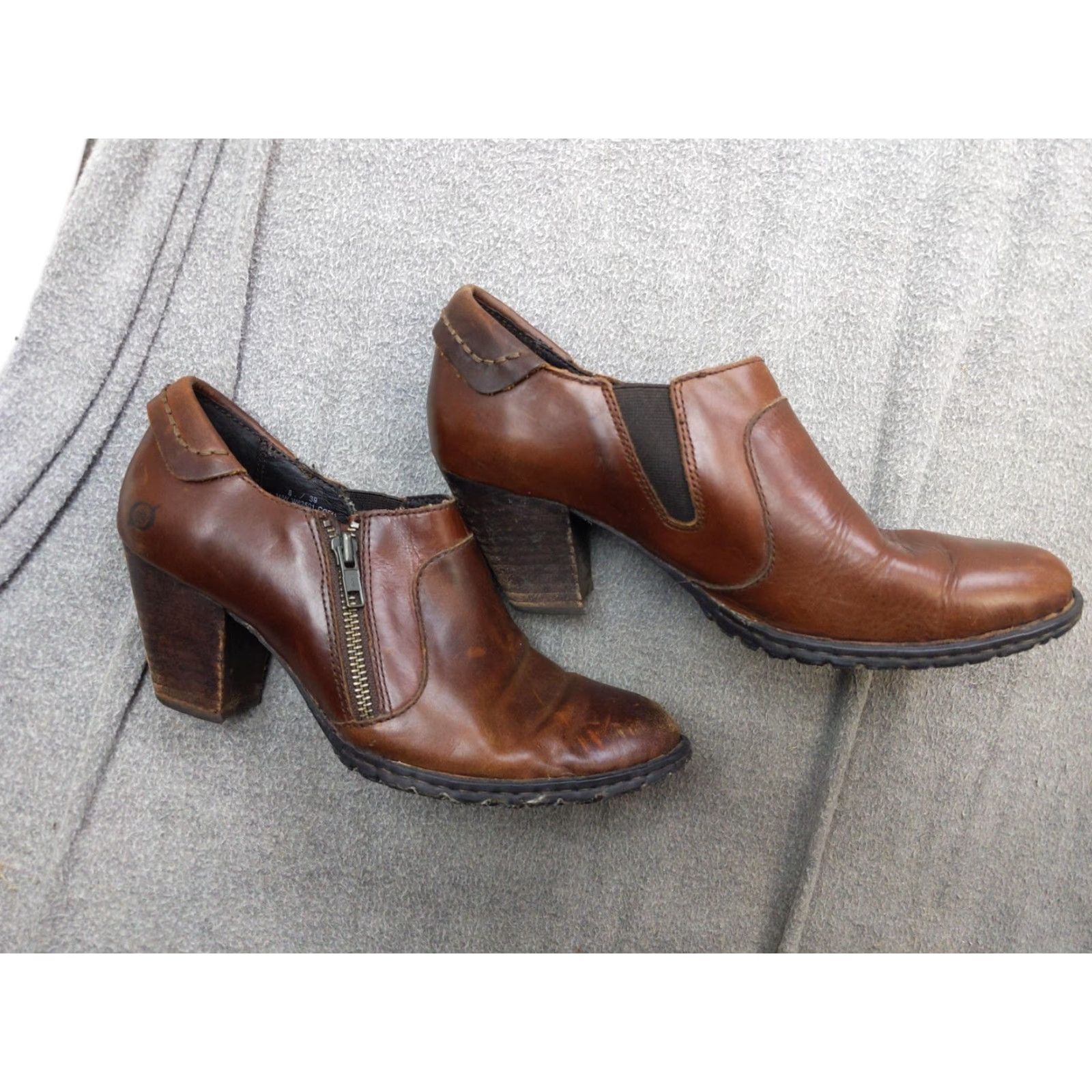Born Born Womens Bootie Leather Ankle Zip Comfort Brown 8 US 39 UK 6 EU 39 Casual Fall Womens Shoes W82E01 Size US 8 / IT 38 - 4 Thumbnail