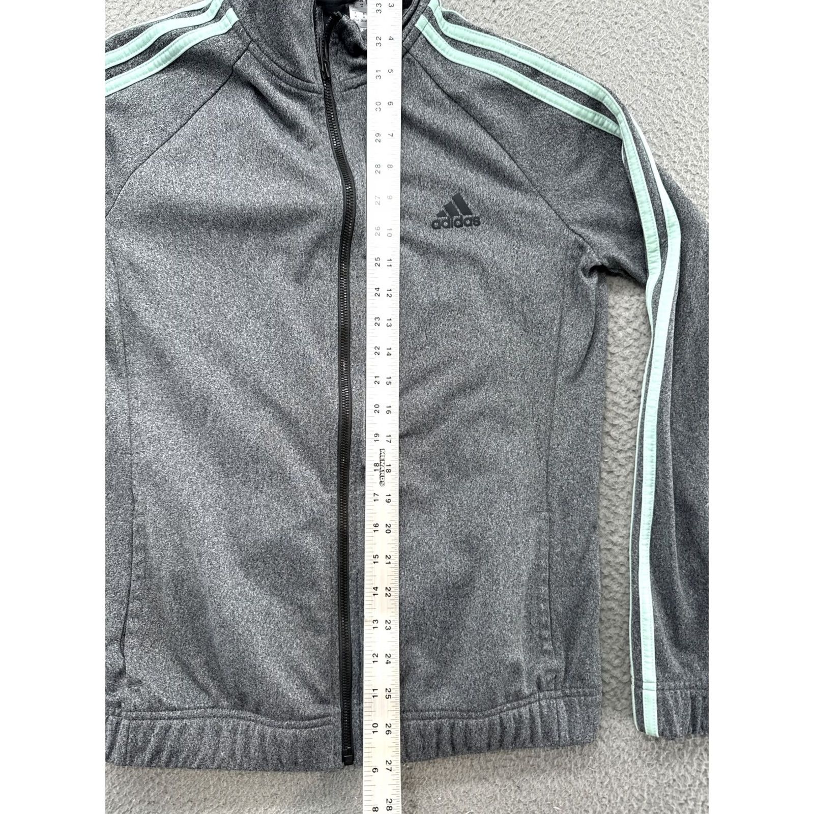 Adidas Adidas Women’s Essentials 3-Stripe Classic Track Jacket Gray Mint Green M Jacket Women Athletic Running & Jogging Multicolor Striped 3 White Stripes Size M / US 6-8 / IT 42-44 - 6 Thumbnail