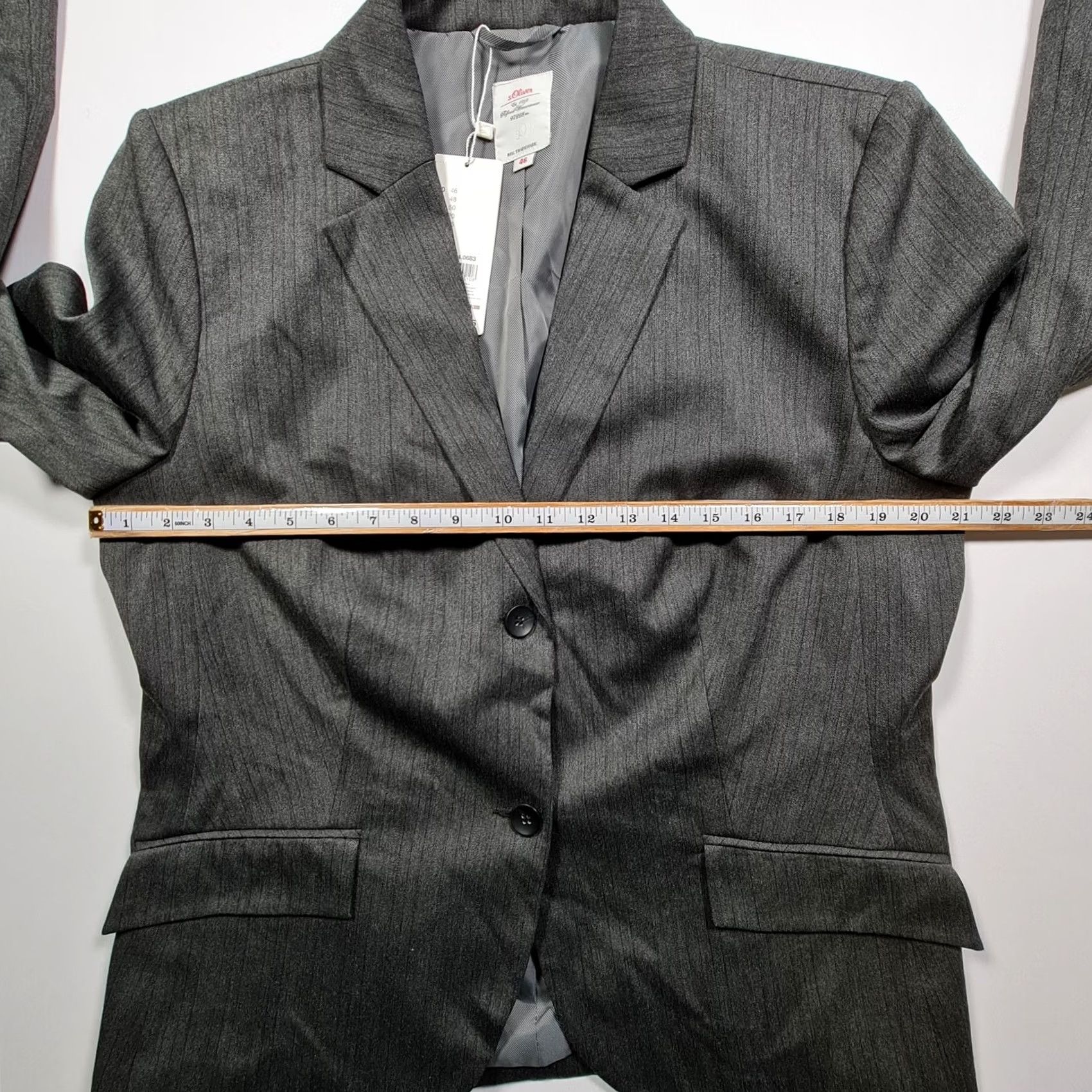 s.Oliver S.Oliver Womens Blazer Grey 20 UK Stripe Pattern Jacket Size 3XL / US 20-22 - 7 Thumbnail