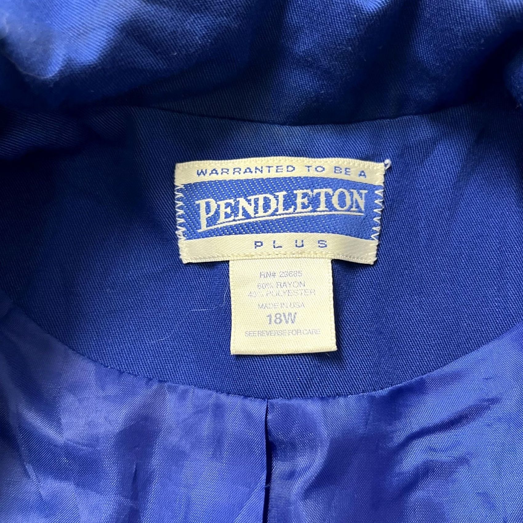Pendleton Pendleton Blazer Womens 18W Blue Viscose Short Sleeve Double Breasted Jacket Size 40" / US 18 - 3 Thumbnail