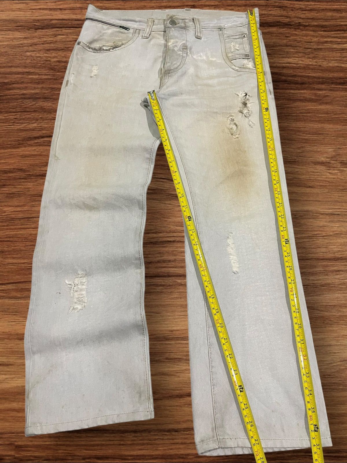 Neil Barrett Vintage Italian Neil Barrett Distressed Button Fly Mud Jeans Size US 33 - 18 Thumbnail