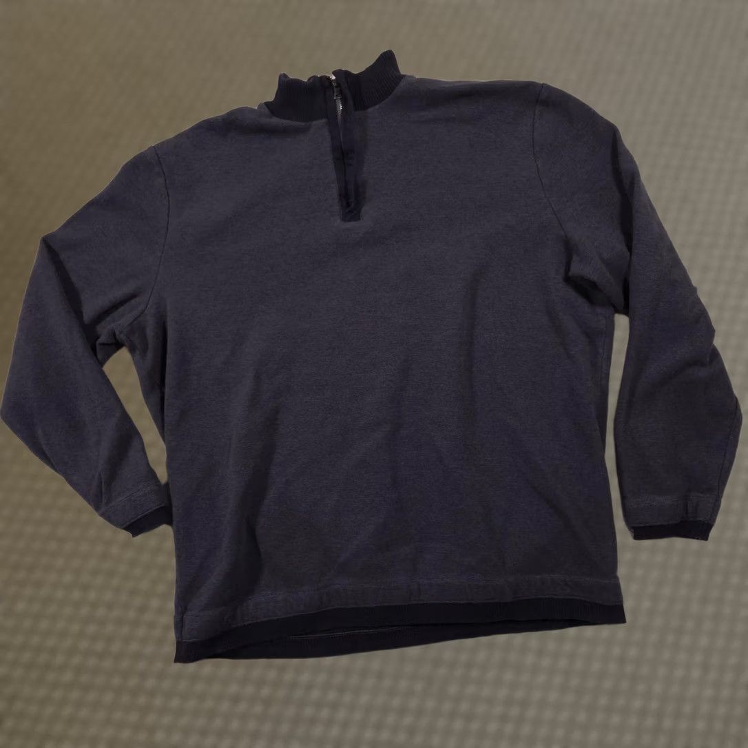 Banana Republic VINTAGE? No. Banana Republic Sweater Mens 2XL Blue Quarter Zip Mock Neck Cotton Knit Pullover Size US XXL / EU 58 / 5 - 1 Thumbnail