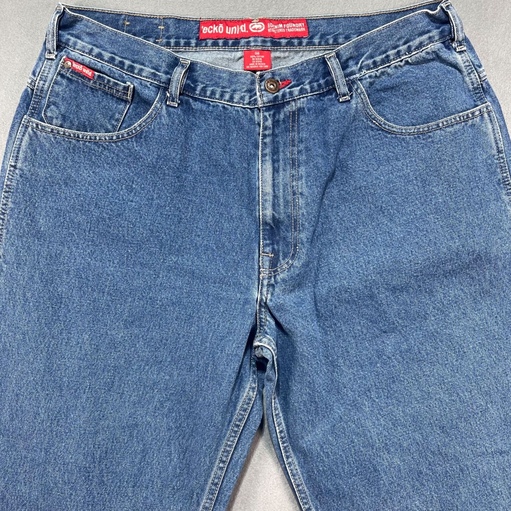 Vintage VINTAGE Echo Denim Jeans 38 31 100% Cotton Baggy Foundry DENIM Blue Mens Jeans 5-Pocket 90s Hip Hop Retro Size US 38 / EU 54 - 3 Thumbnail