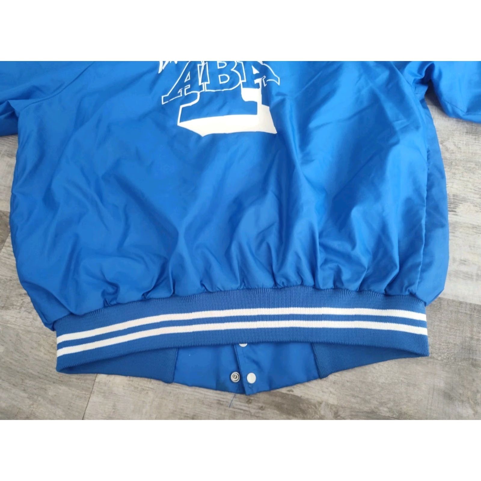 Augusta Sportswear VINTAGE 1987 Michigan ABA BMX Satin Bomber Jacket Men XL Dark Blue 80s Sports Cycling Riding Size US XL / EU 56 / 4 - 7 Thumbnail