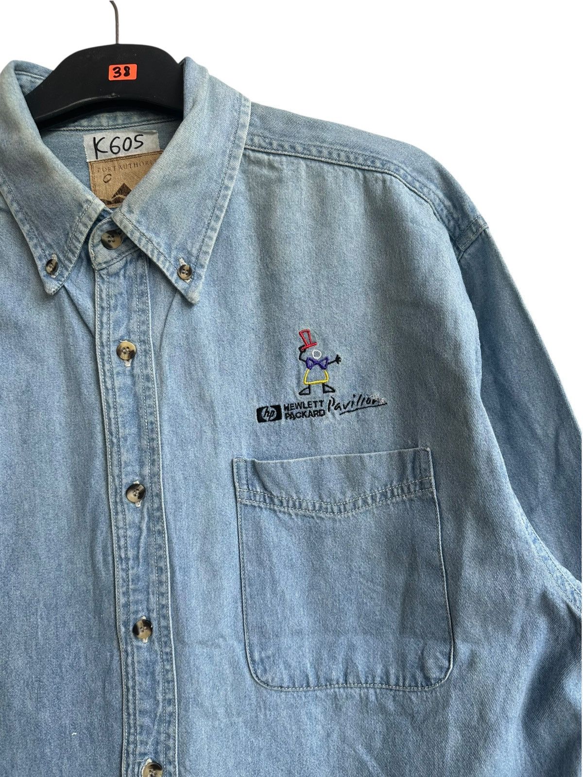 Japanese Brand Vintage HP Computer Chambray Shirt Size US M / EU 48-50 / 2 - 2 Thumbnail